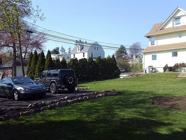 Rear view of property & off-street parking.