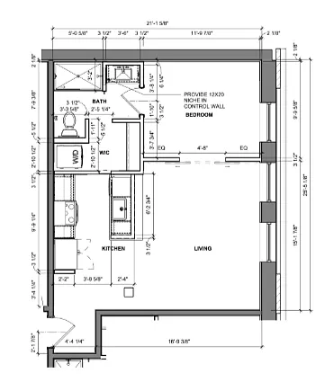 Floor plan 1 Bedroom / 1 Bath