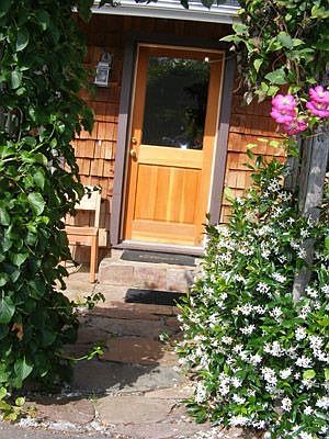 Arbor entrance with flagstone