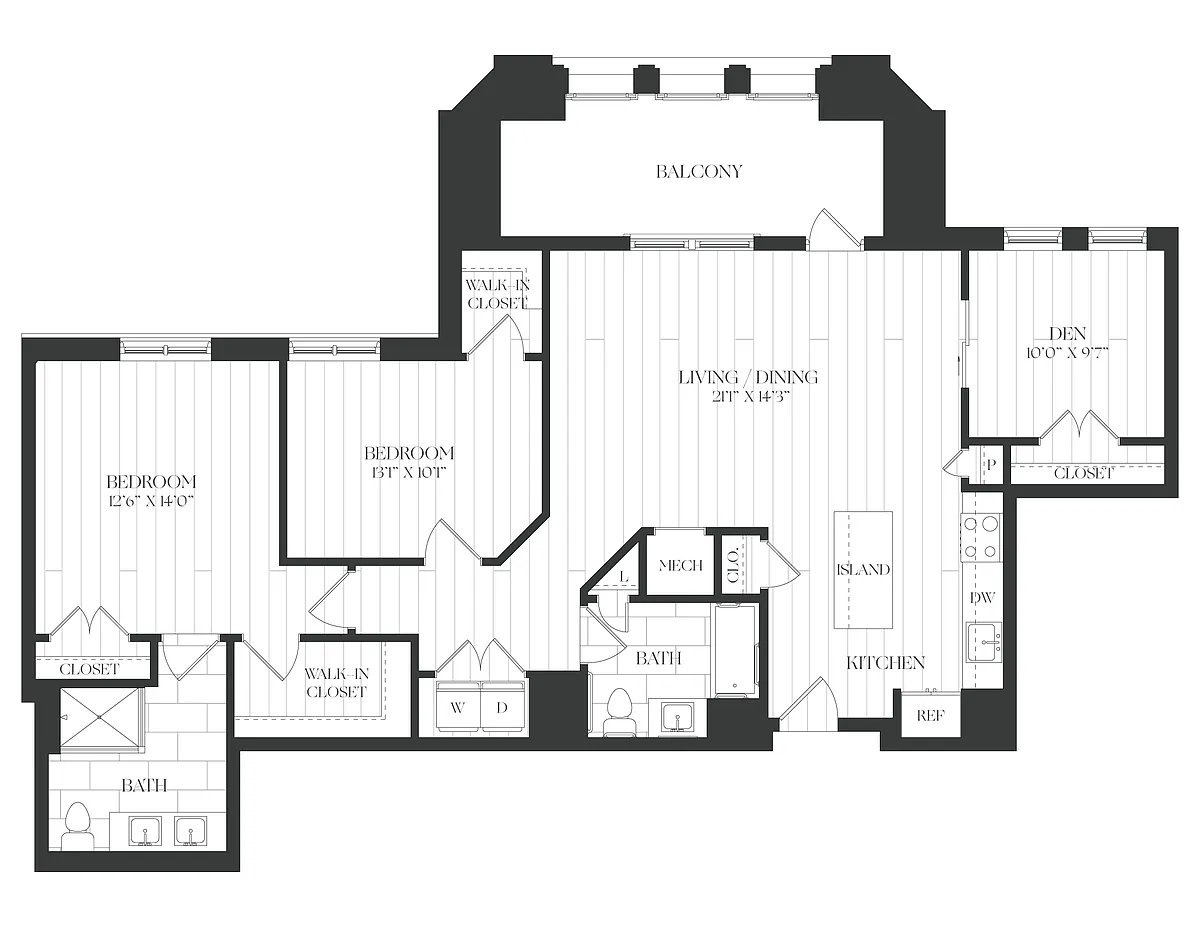 Floor plan 3 Bed/2 Bath-3B-1B-The Claude