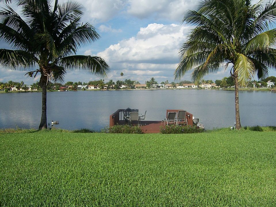 Backyard with dock and view