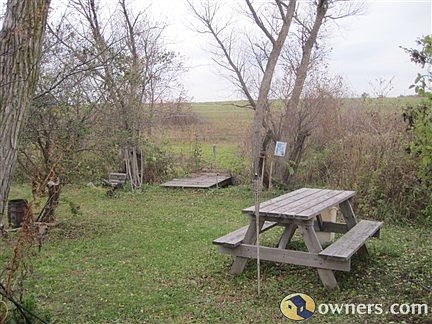 Fire pit area with small creek