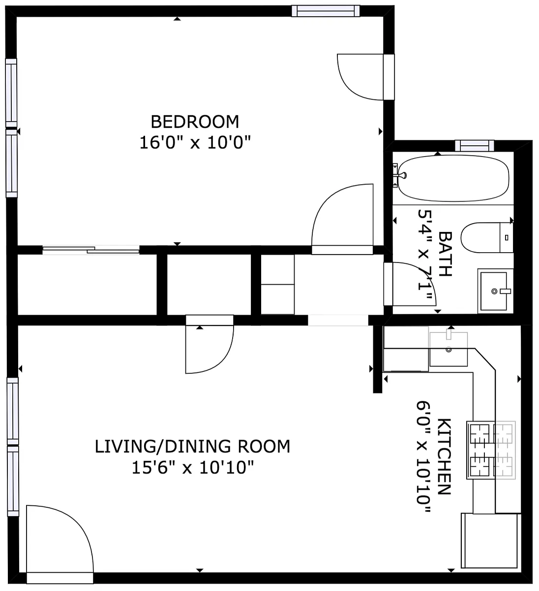 Floor plan 1 Bedrooms, 1 Bathroom