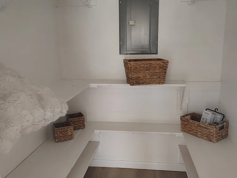 Walking closet with many shelves!