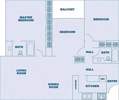 Floor plan 3 Bedroom/ 2 Bath