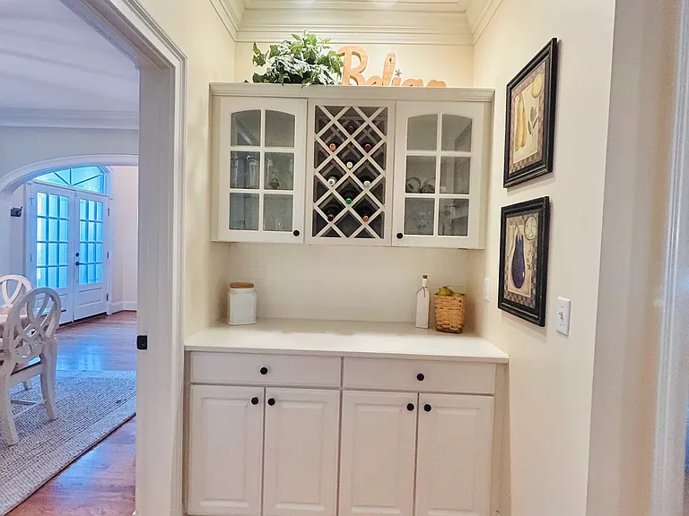 Butler pantry with built-in wine rack!