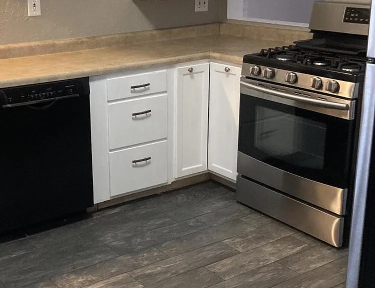 Newly remodel kitchen with tile floor
