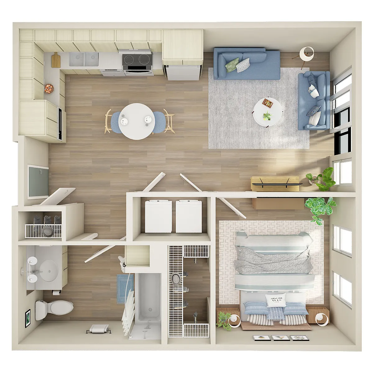 Floor plan 1 Bed, 1 Bath - MFTE - D