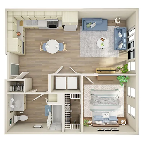 Floor plan 1 Bed, 1 Bath - MFTE - D