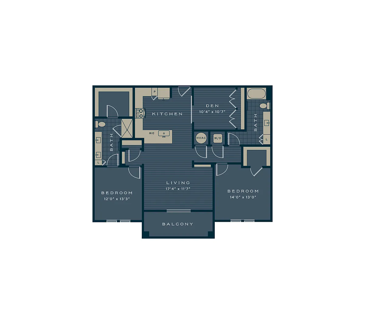 Floor plan The Green | 2 Bed | 2 Bath | Signature