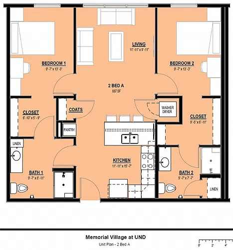 Floor plan 2B/2B A