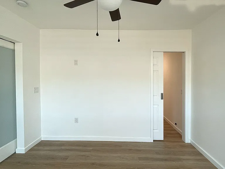 Sliding door to the walk-in closet in the bedroom.
