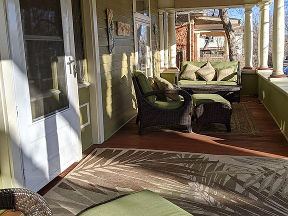 East facing front porch, perfect for morning coffee, evening meals.