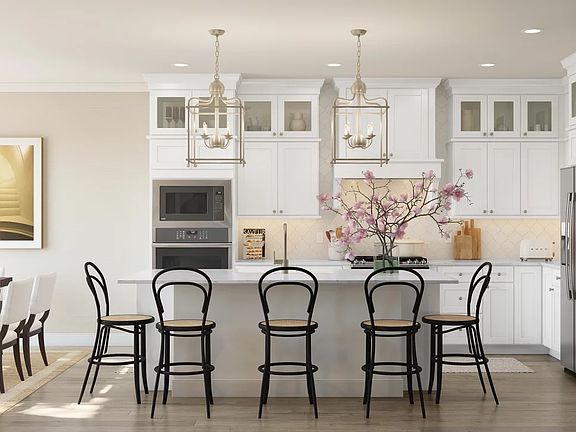 Kitchen with pendant lighting-Artist Rendering