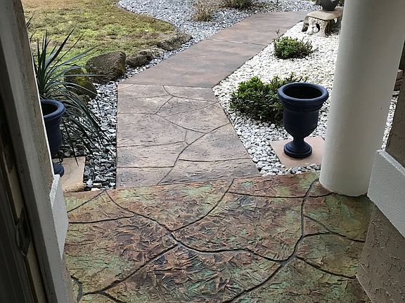 Stained concrete walkway