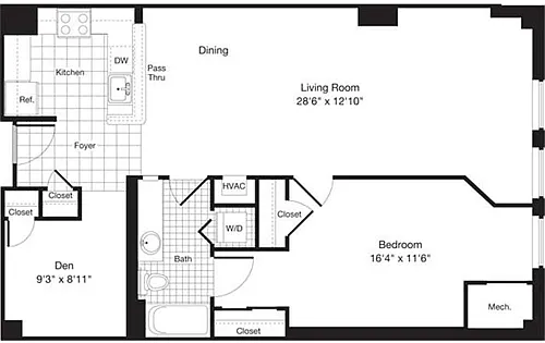 Floor plan 1 Bedroom DD