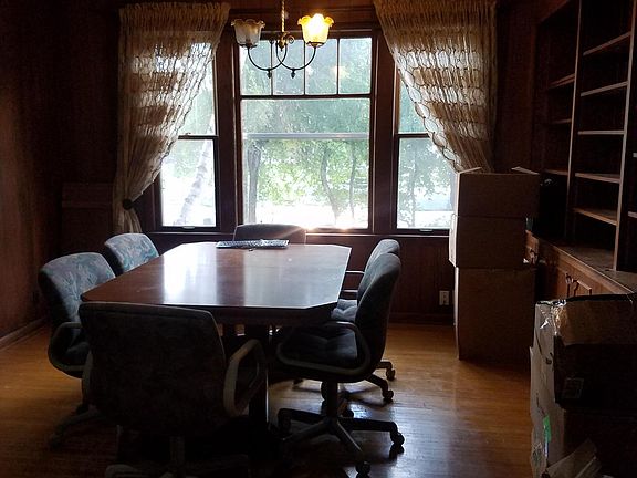 A dining table fits easily into the library