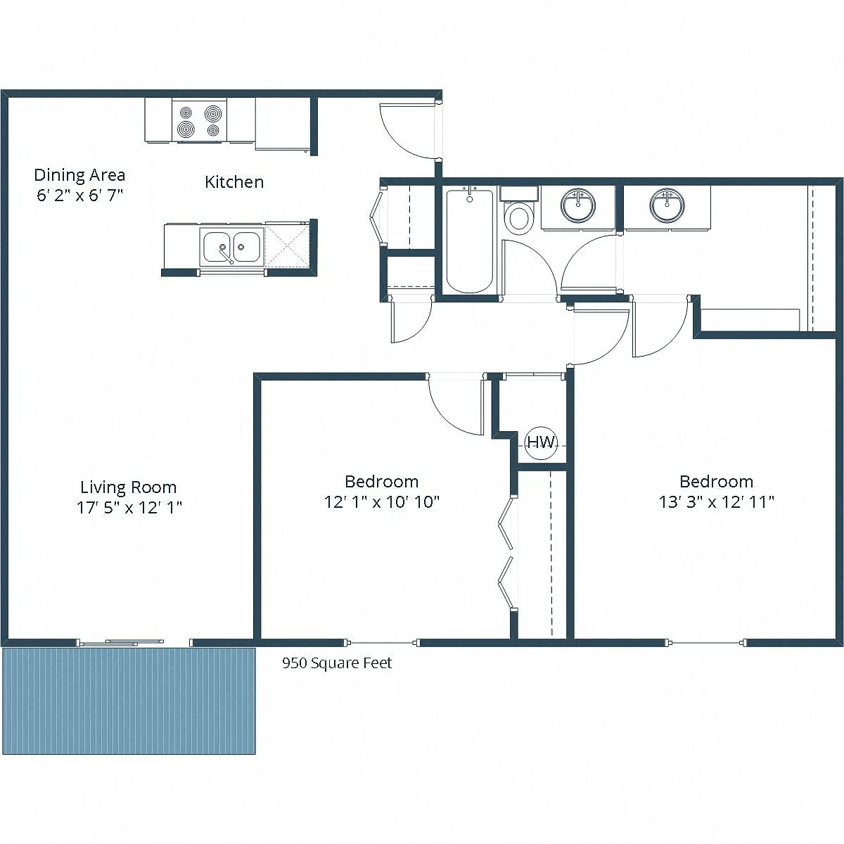 Floor plan Two Bedroom 21A