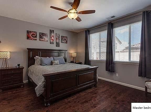 Master bedroom faces back yard