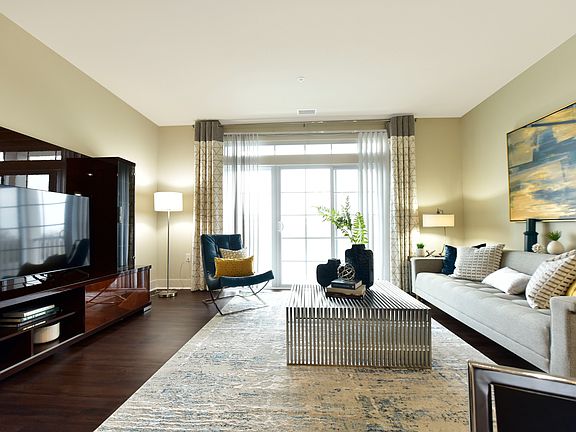 Living Room with Hardwood Style Flooring
