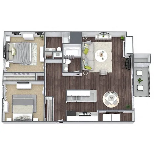 Floor plan B2: 2 Bed 2 Bath