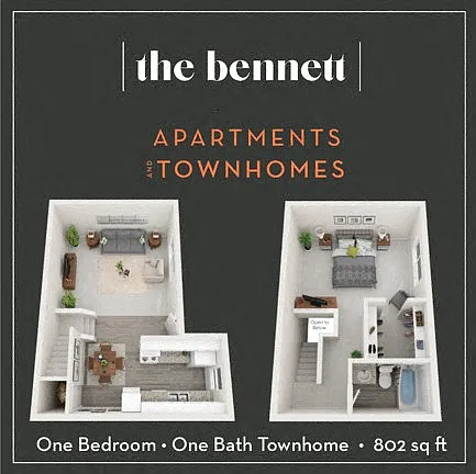 Floor plan 1Bed1Bath Townhome
