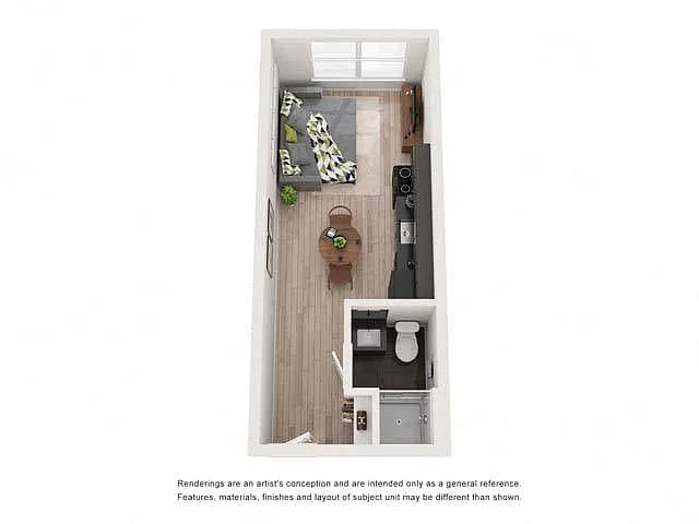 Floor plan Studio B Income Restricted