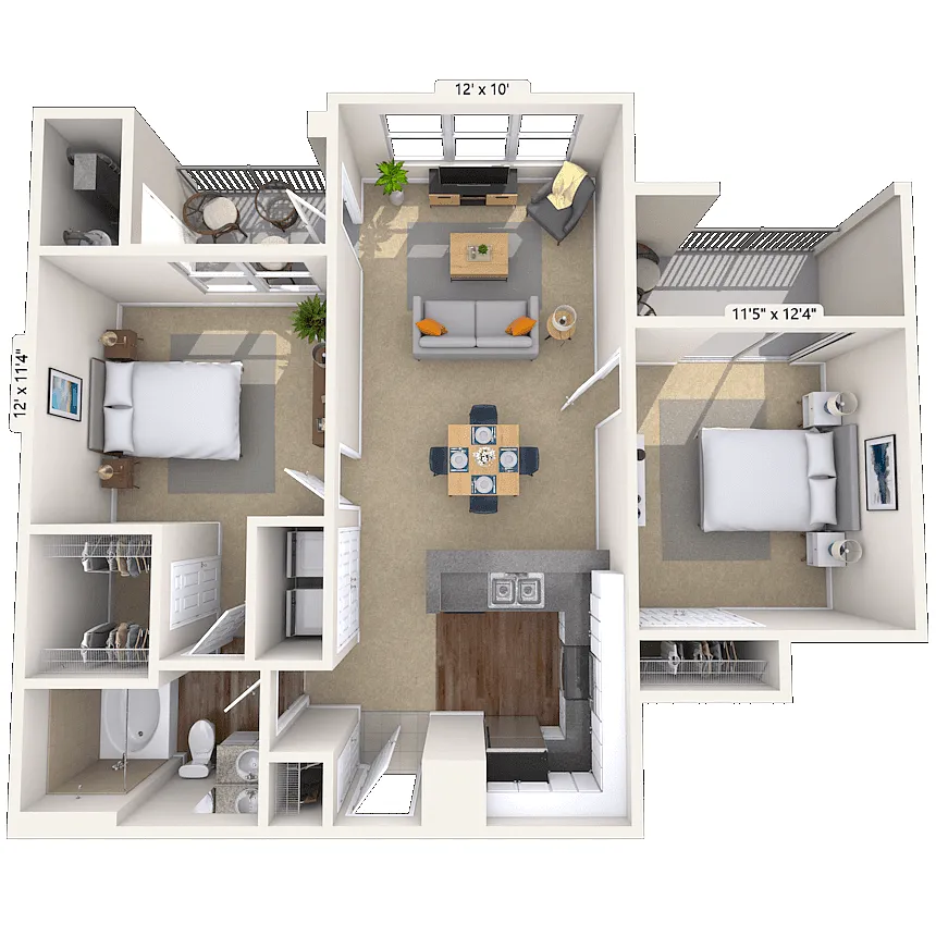 Floor plan Traditional A 2x1 835-910 SF