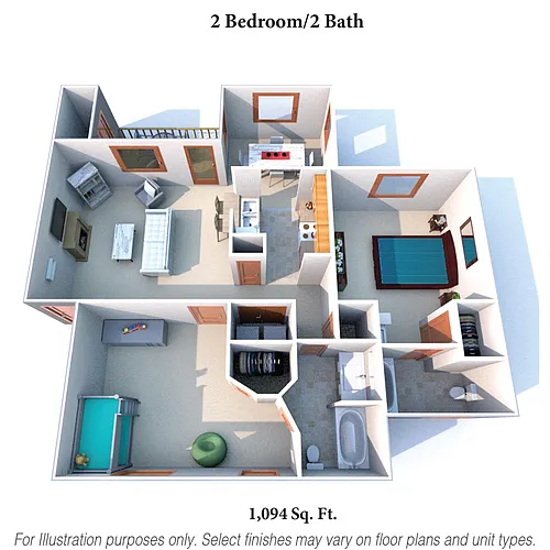 Floor plan 2 Bedroom, 2 Bath