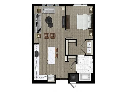 Floor plan One Bedroom (1A)