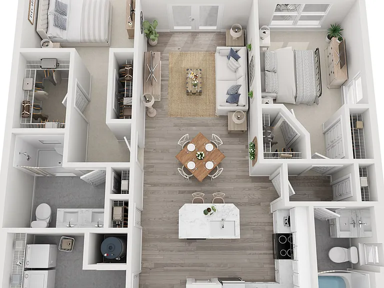 Explore this stunning two-bedroom apartment with an open-concept kitchen and elegant living space. Explore this stunning two-bedroom apartment with an open-concept kitchen and elegant living space.
