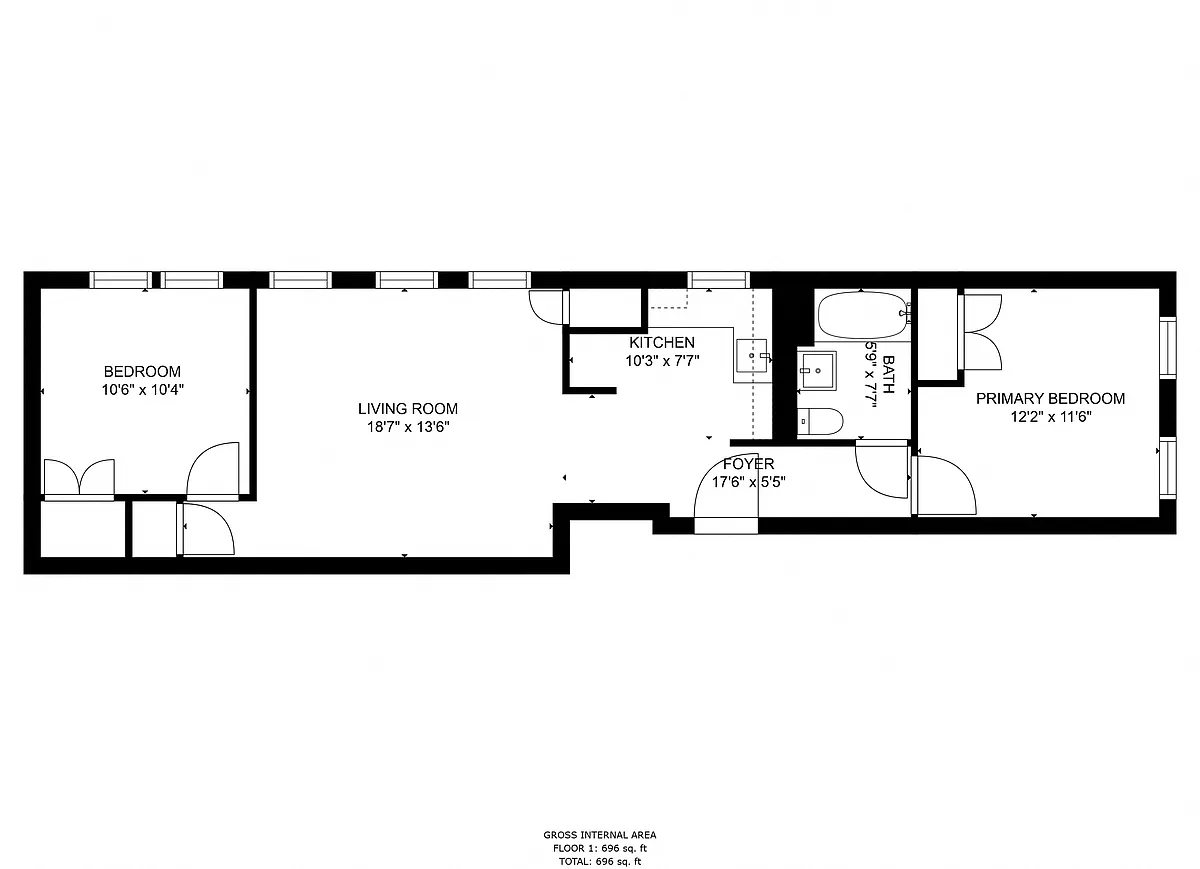 Floor plan 2 Bedroom 1 Bathroom