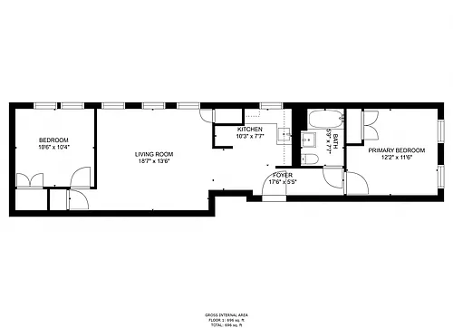 Floor plan 2 Bedroom 1 Bathroom