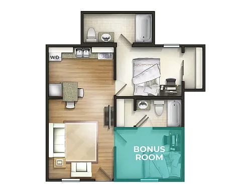 Floor plan A3 Floor Plan (1 Bed w/ Office)