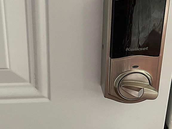 Front room door with new alarm system doors!