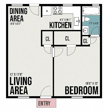 Floor plan THE MAGNOLIA - One Bedroom, One Bath