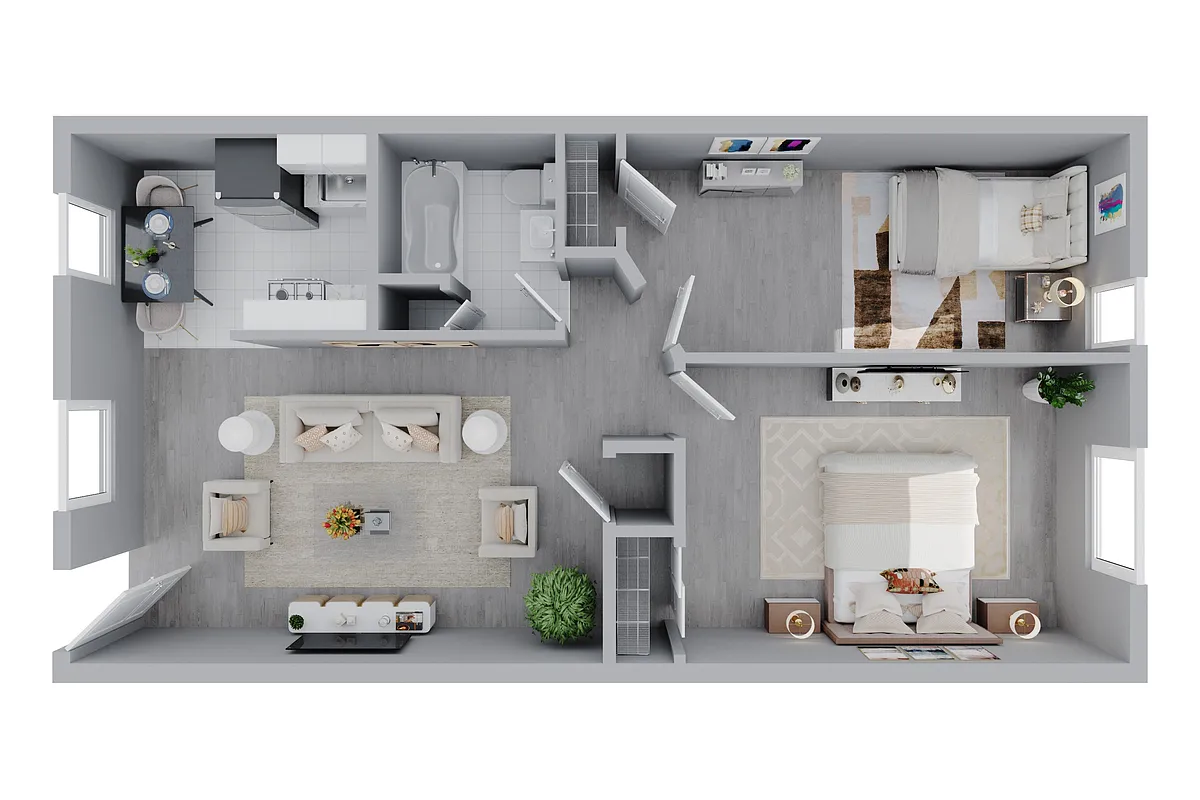 Floor plan 2 Bed 1 Bath - Manor
