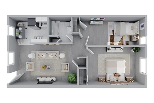 Floor plan 2 Bed 1 Bath - Manor