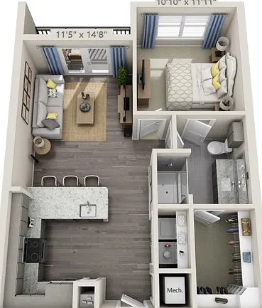 Floor plans are artist's rendering. All dimensions are approximate. Actual product and specifications may vary in dimension or detail. Not all features are available in every apartment. Prices and availability are subject to change. Floor plans are artist