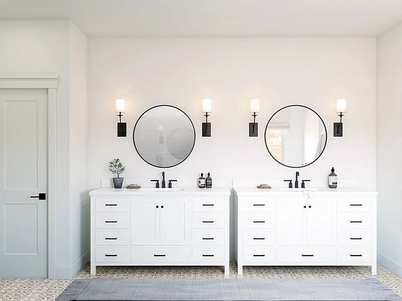 Primary bath with dual vanities