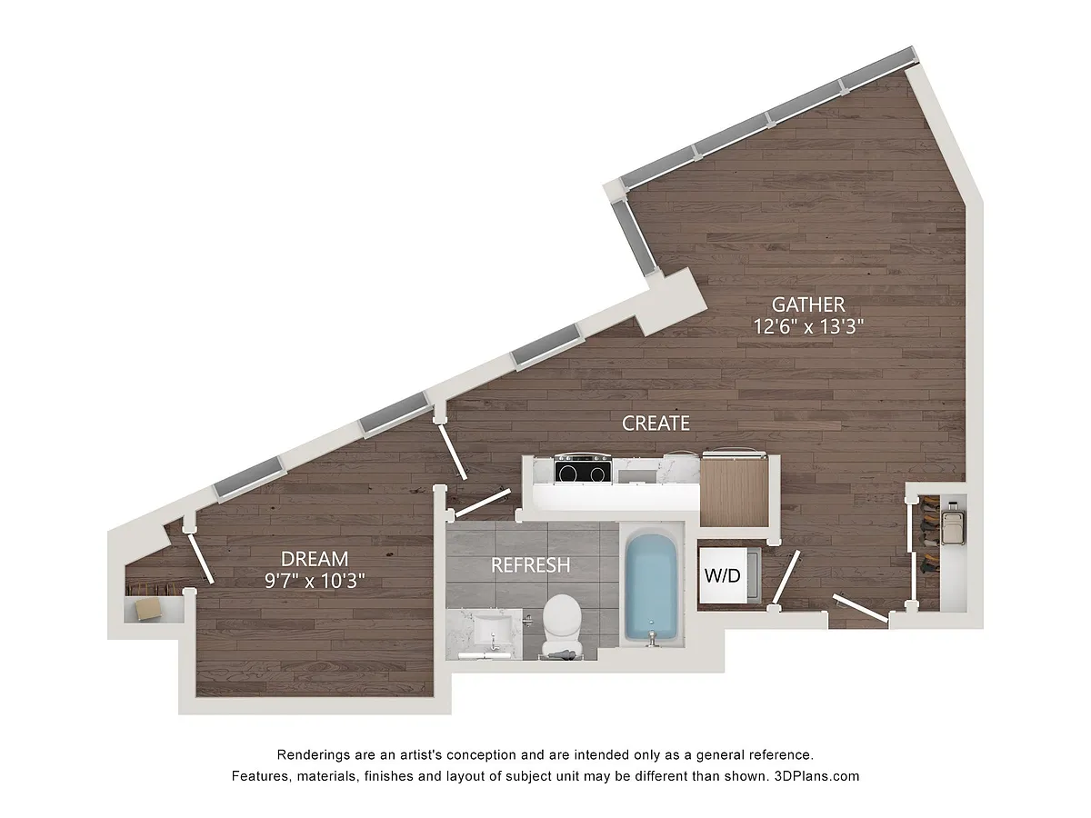 Floor plan 1BR 514 Sqft