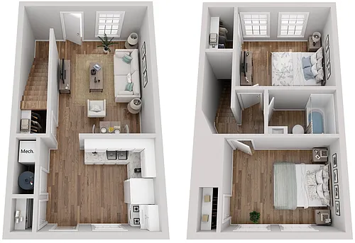 Floor plan 2B/1BA TH Pine