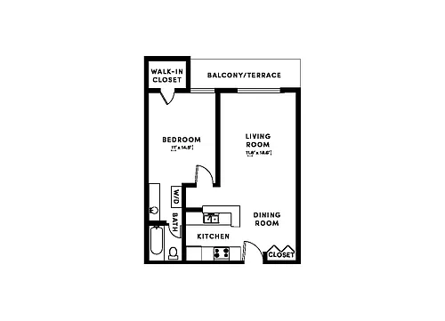 Floor plan 1 Bed/1 Bath-OC1A