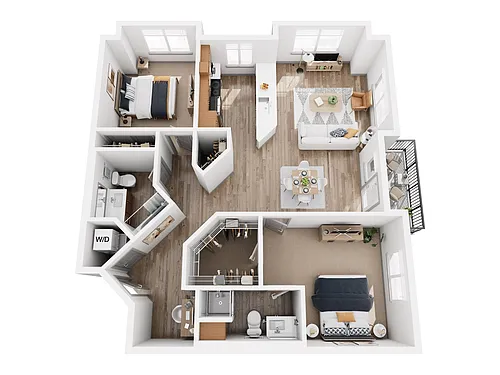 Floor plan Two Bedroom Two Bath 5 - Renovated