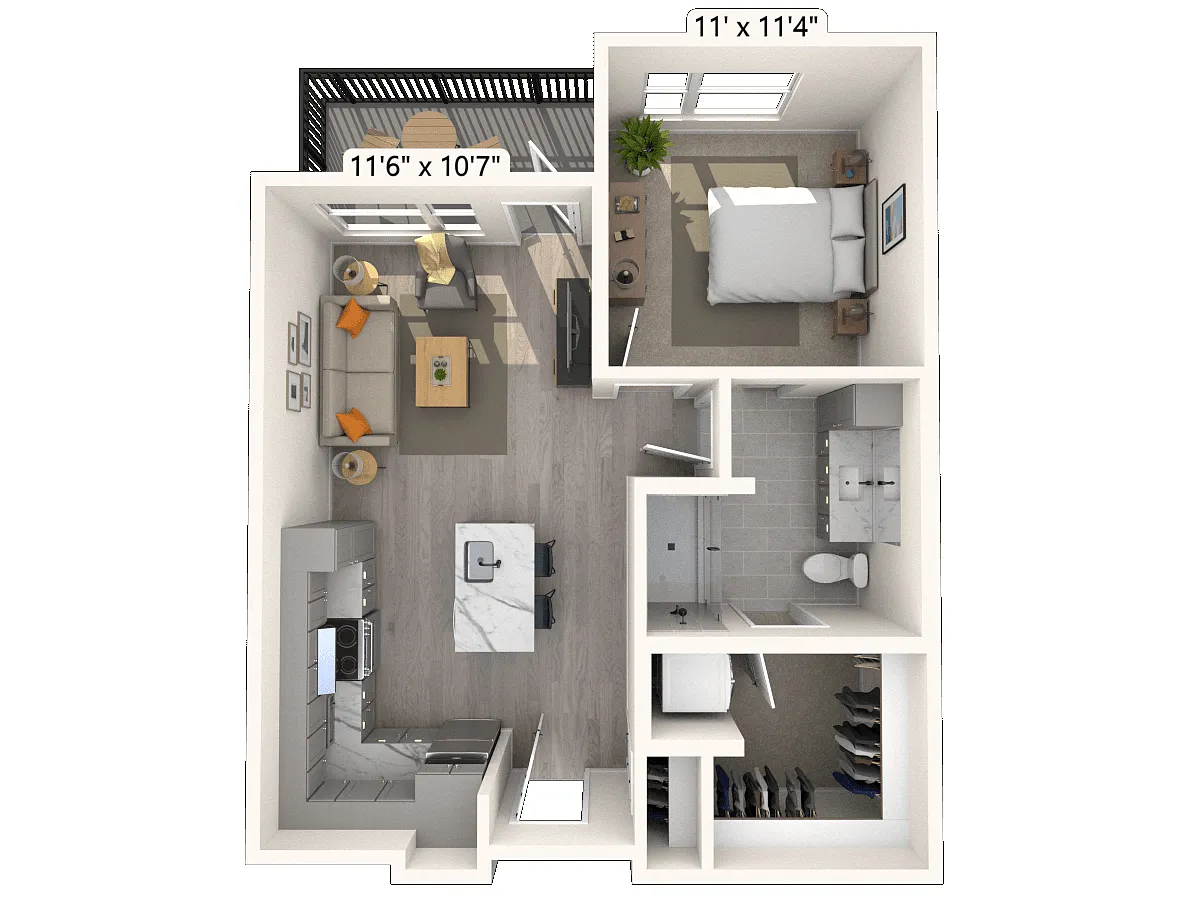 Floor plan A1.3 1x1 651 SF