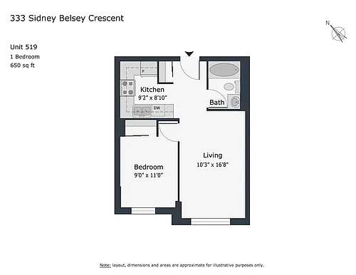 Floor plan 1 Bedroom - unit 519
