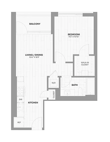 Floor plan 1 Bed/1 Bath JR-X18