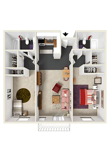 Floor plan 2 Bedroom 2 Bath