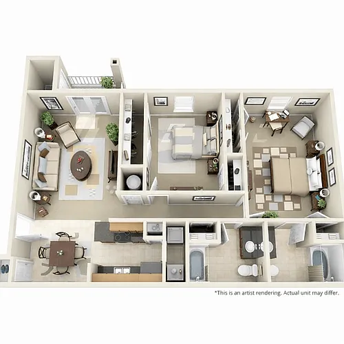 Floor plan 2 Bedrooms, 2 Bathrooms