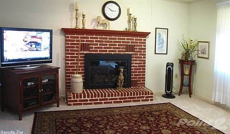 Living room fireplace has electric-switch starter.